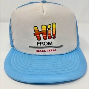 Vintage Snapback Trucker Mesh Hat Hi! From Sealy, Texas 80s 90s